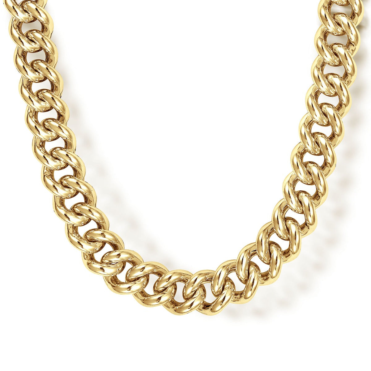 22 Inch 7mm 14K Yellow Gold Solid Men's Cuban Link Chain Necklace