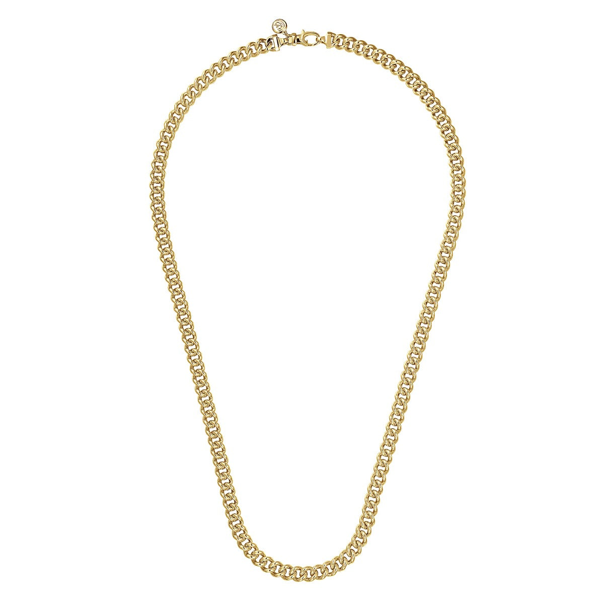 22 Inch 7mm 14K Yellow Gold Solid Men's Cuban Link Chain Necklace