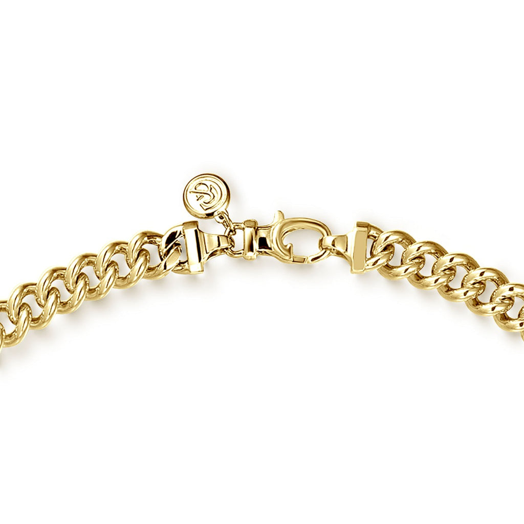 22 Inch 7mm 14K Yellow Gold Solid Men's Cuban Link Chain Necklace