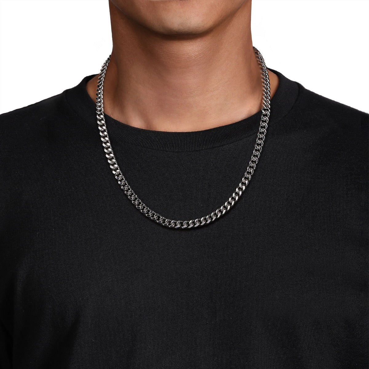22 Inch 7mm 925 Sterling Silver Solid Men's Diamond Cut Cuban Link Chain Necklace