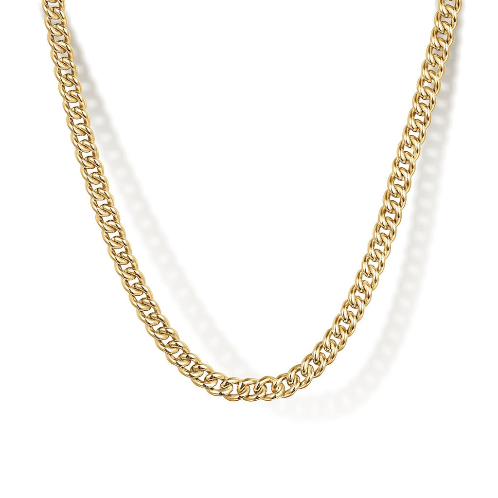 22 Inch 3mm 14K Yellow Gold Hollow Men's Cuban Link Chain Necklace