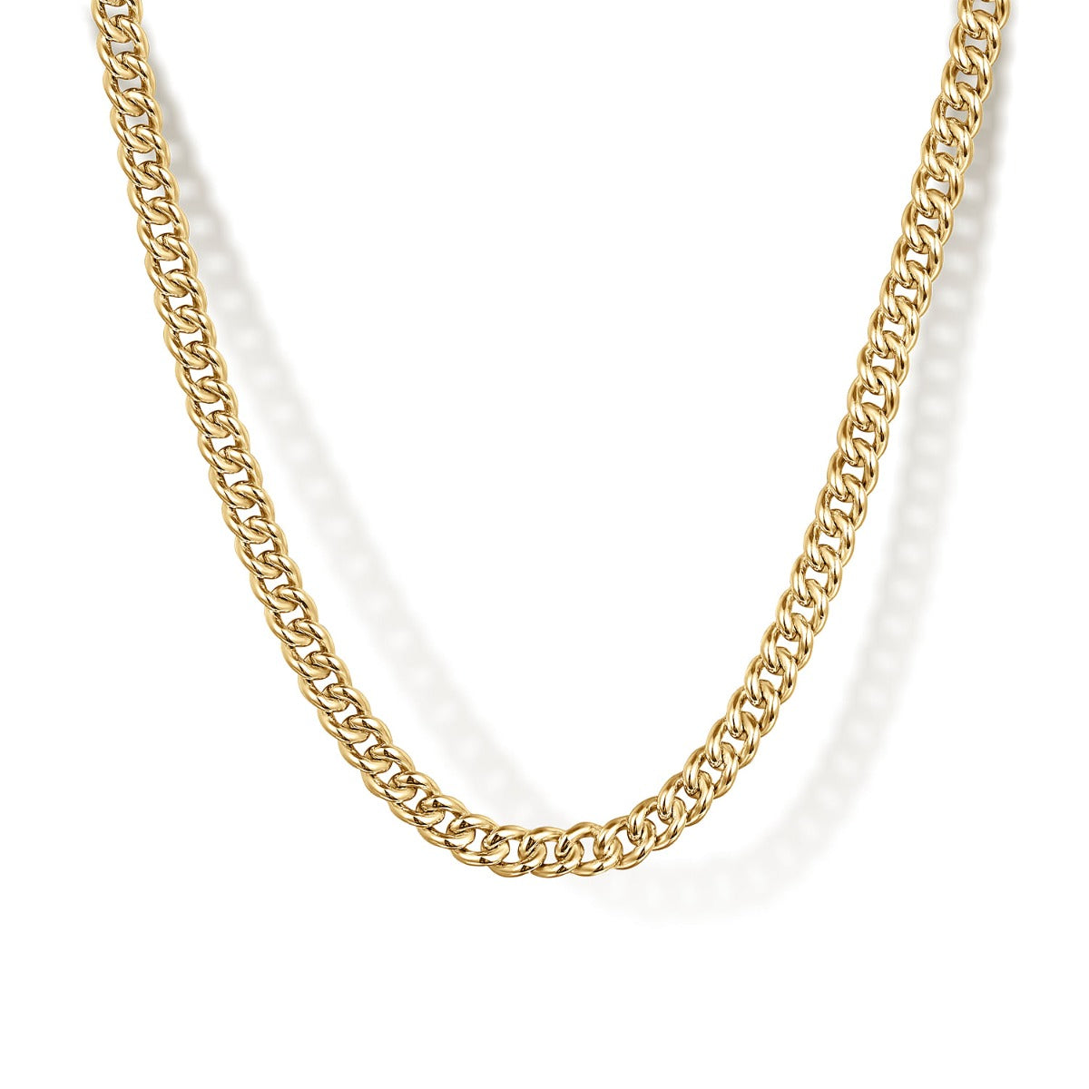 22 Inch 3mm 14K Yellow Gold Hollow Men's Cuban Link Chain Necklace