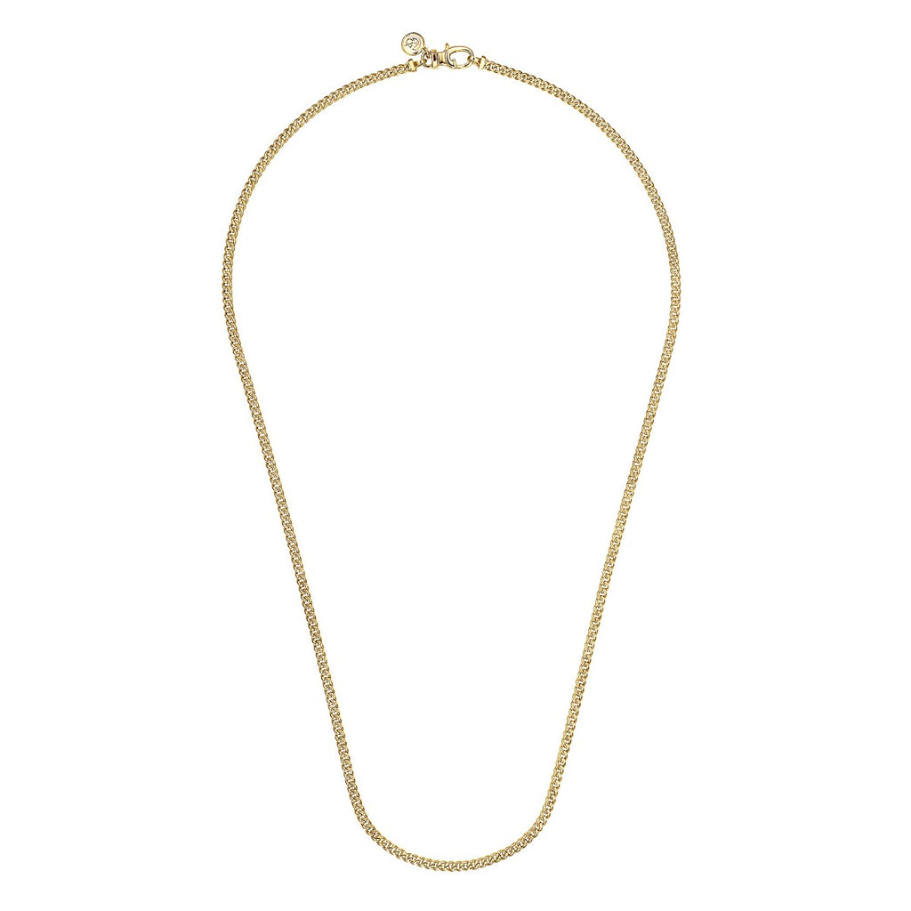 22 Inch 3mm 14K Yellow Gold Hollow Men's Cuban Link Chain Necklace