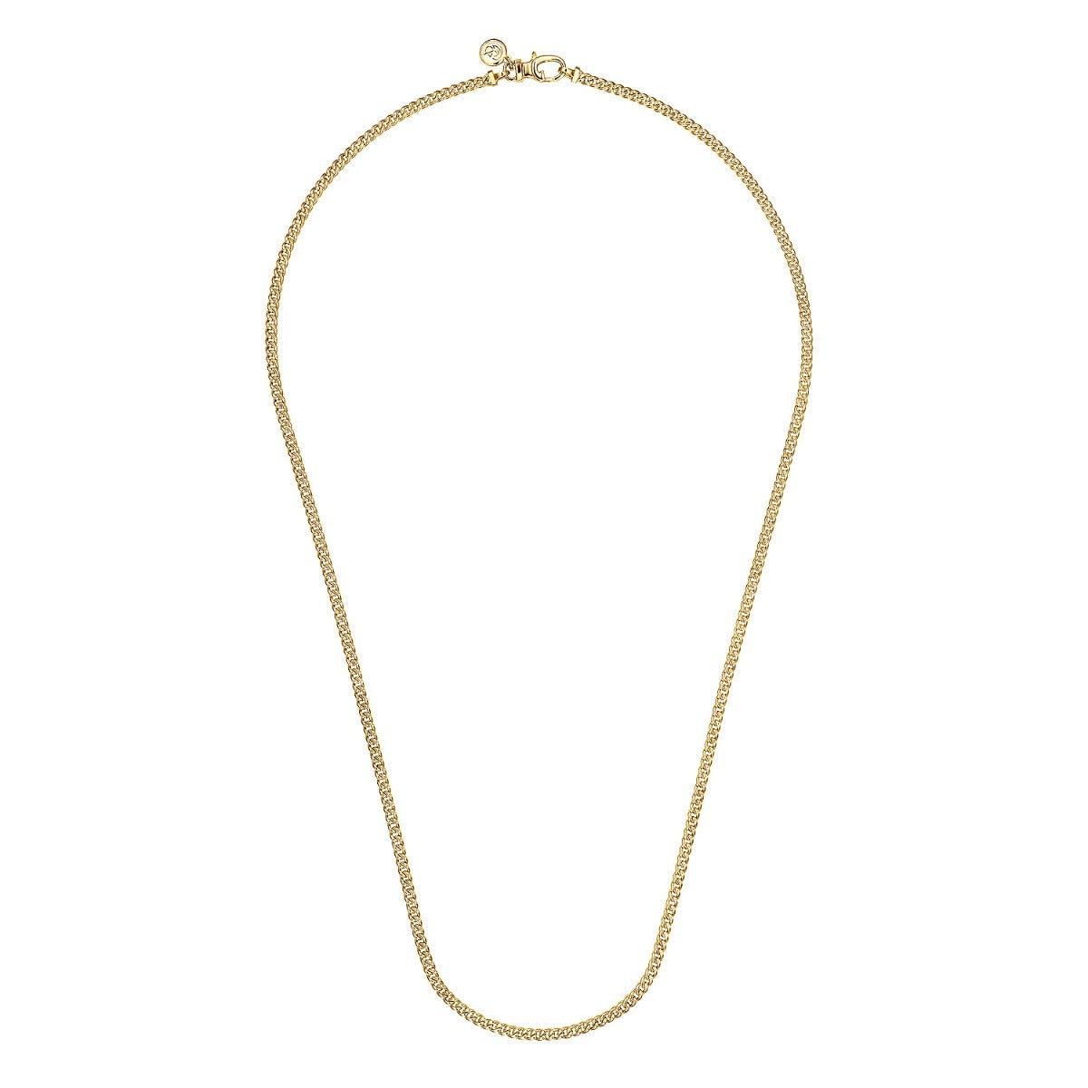 22 Inch 3mm 14K Yellow Gold Hollow Men's Cuban Link Chain Necklace