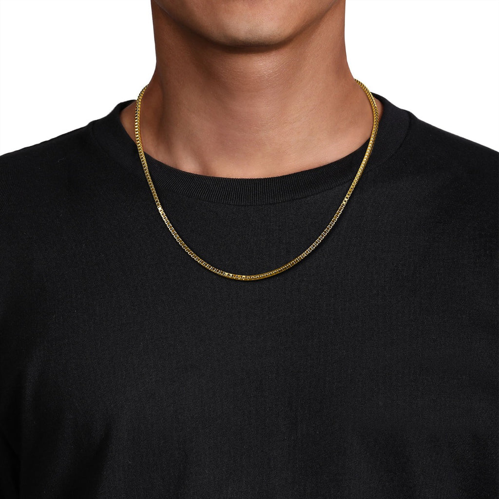 22 Inch 2 5mm 14K Yellow Gold Solid Men's Box Chain Necklace