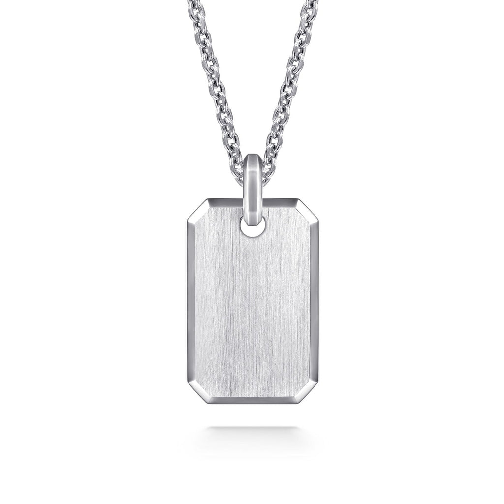 22 Inch 925 Sterling Silver Dog Tag Pendant Necklace