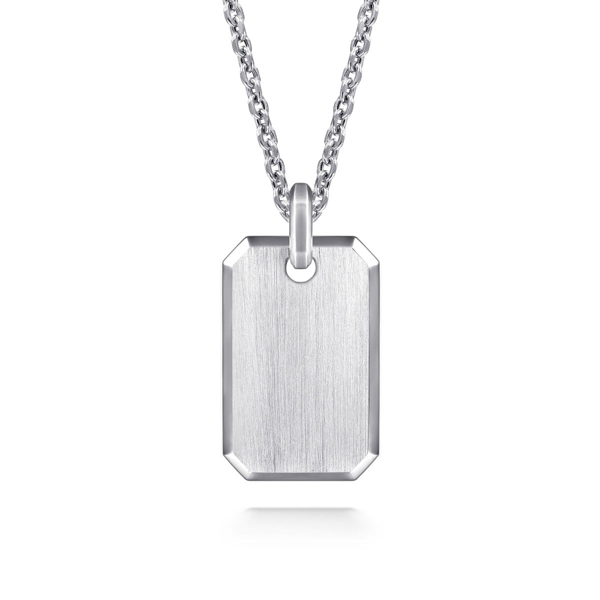 22 Inch 925 Sterling Silver Dog Tag Pendant Necklace