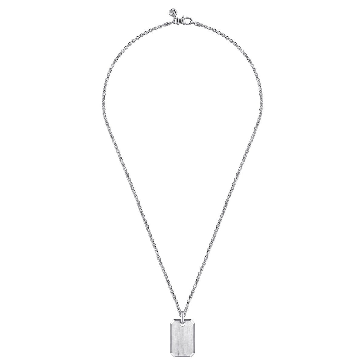 22 Inch 925 Sterling Silver Dog Tag Pendant Necklace