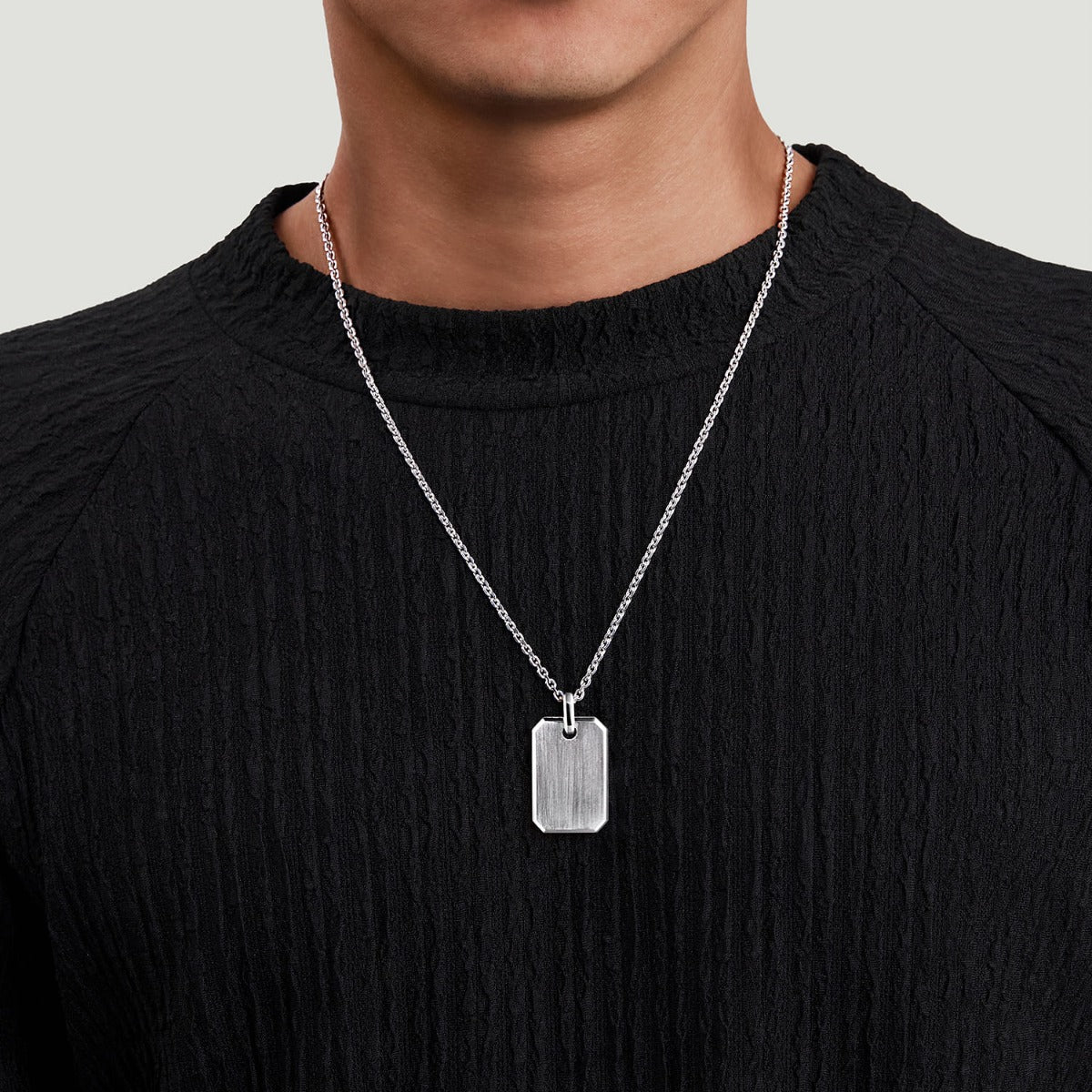 22 Inch 925 Sterling Silver Dog Tag Pendant Necklace