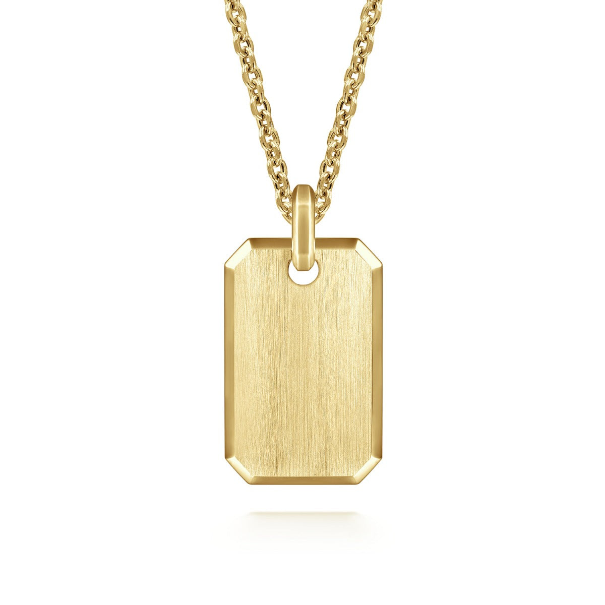 22 Inch 14K Yellow Gold Dog Tag Pendant Necklace