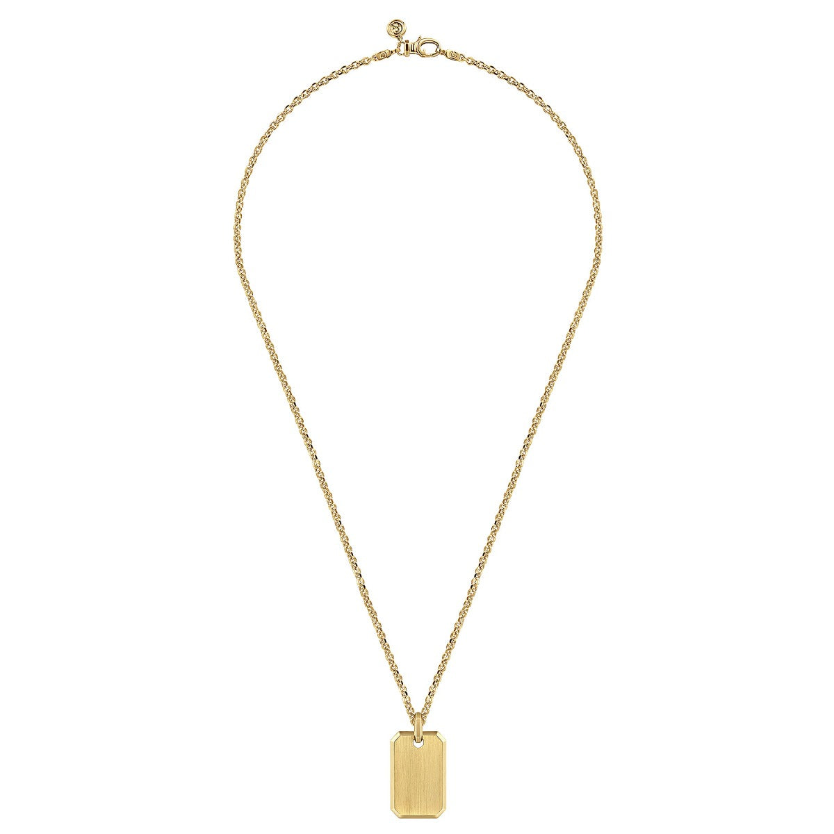 22 Inch 14K Yellow Gold Dog Tag Pendant Necklace