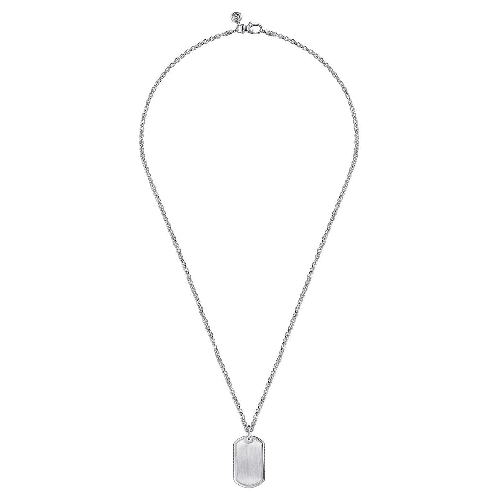 22 Inch 925 Sterling Silver Dog Tag Pendant Necklace