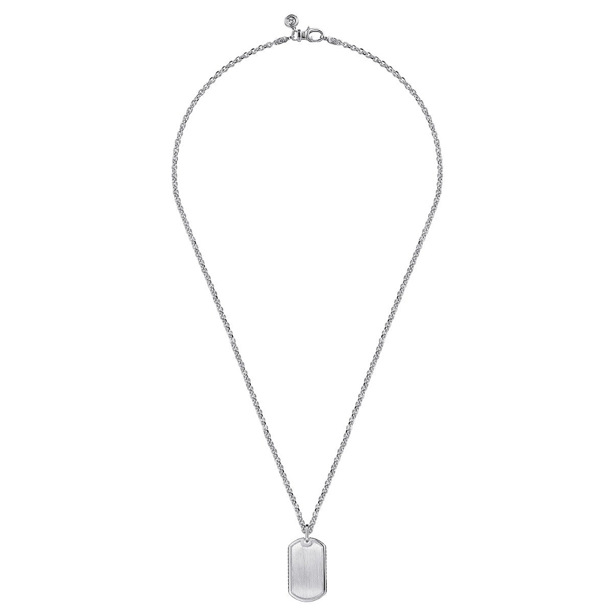 22 Inch 925 Sterling Silver Dog Tag Pendant Necklace