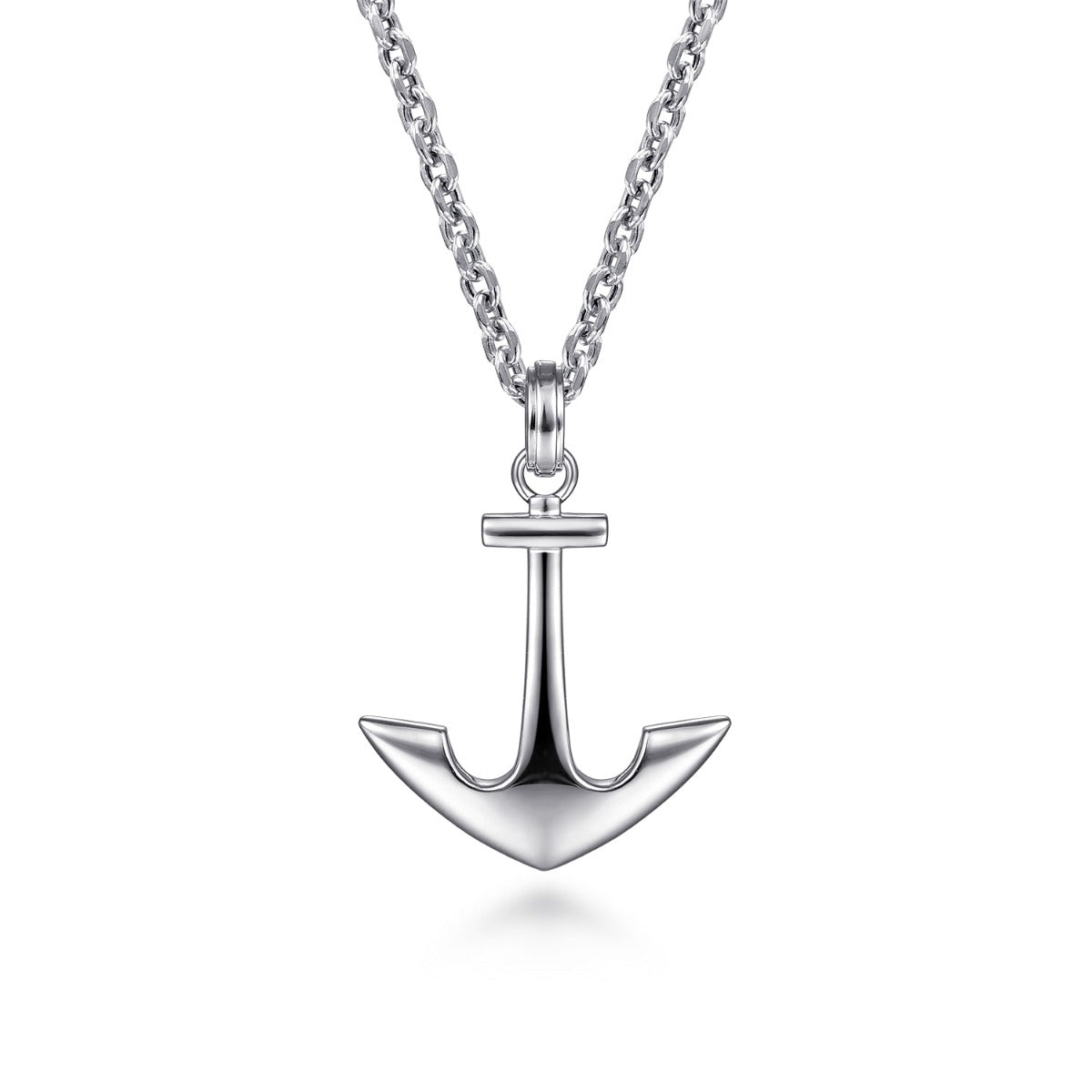 22 Inch 925 Sterling Silver Anchor Pendant Necklace