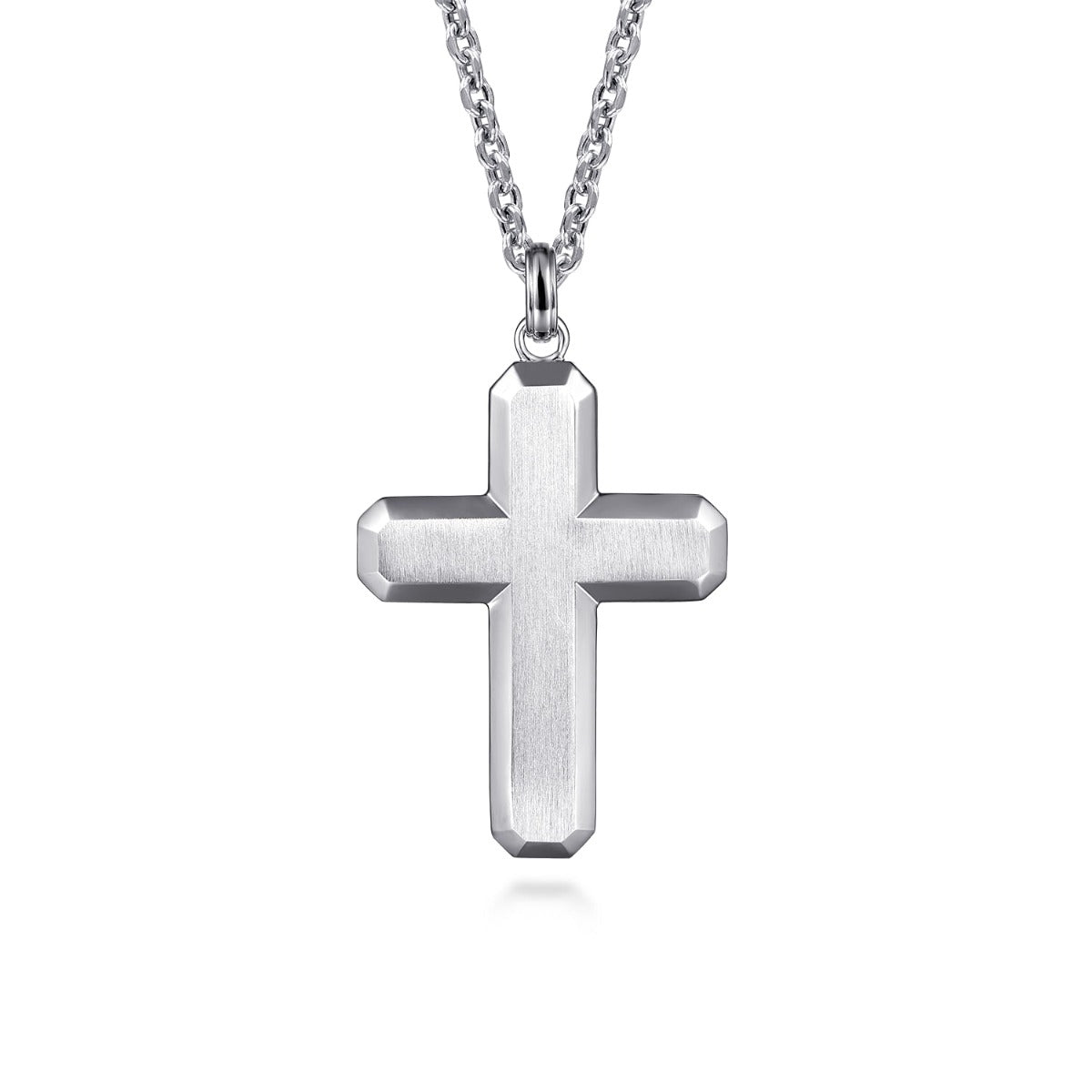22 Inch 925 Sterling Silver Geometric Cross Pendant Necklace