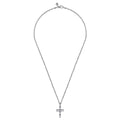 22 Inch 925 Sterling Silver Geometric Cross Pendant Necklace
