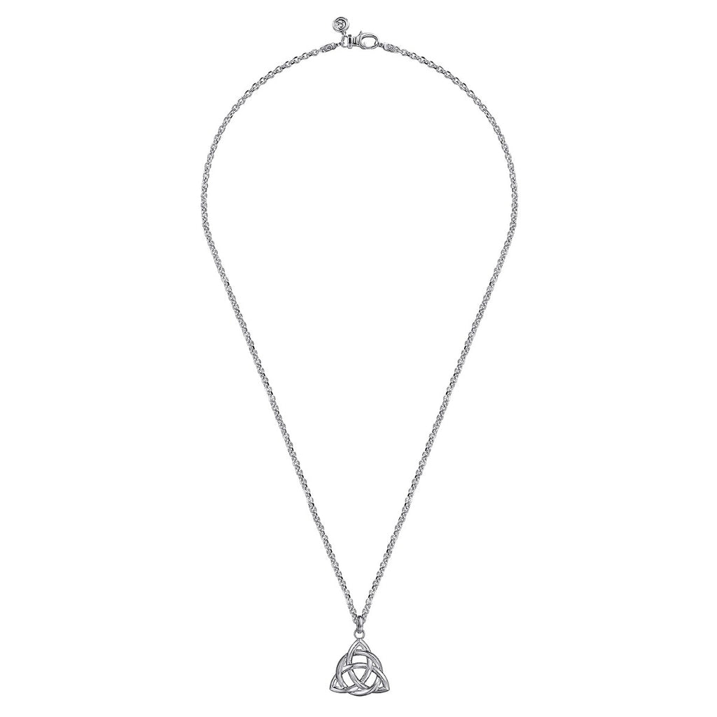 22 Inch 925 Sterling Silver Celtic Knot Pendant Necklace