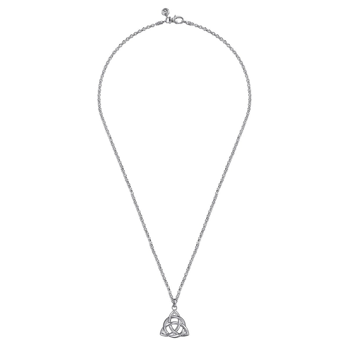 22 Inch 925 Sterling Silver Celtic Knot Pendant Necklace