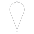 22 Inch 925 Sterling Silver Faceted Cross Pendant Necklace