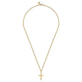 22 Inch 14K Yellow Gold Faceted Cross Pendant Necklace