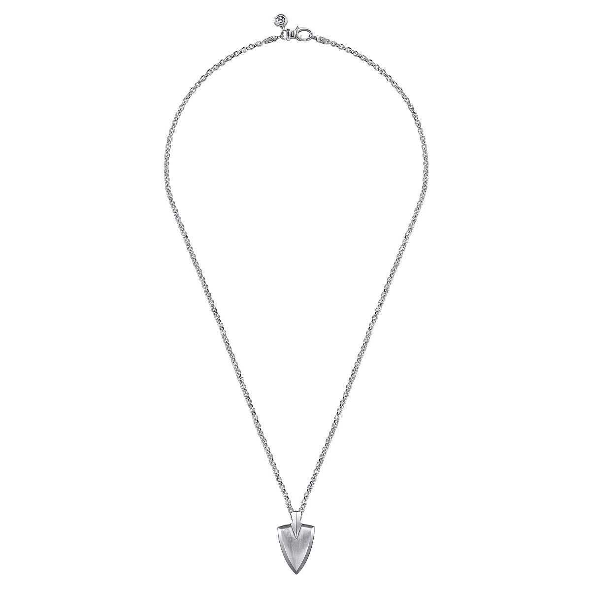 22 Inch 925 Sterling Silver Wheat Arrowhead Pendant Necklace