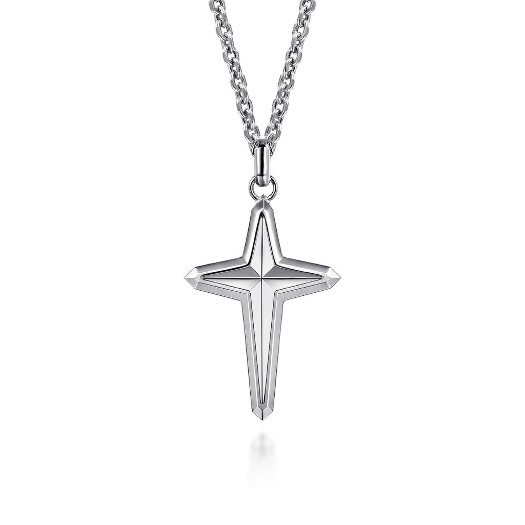 22 Inch 925 Sterling Silver Cross Pendant Necklace