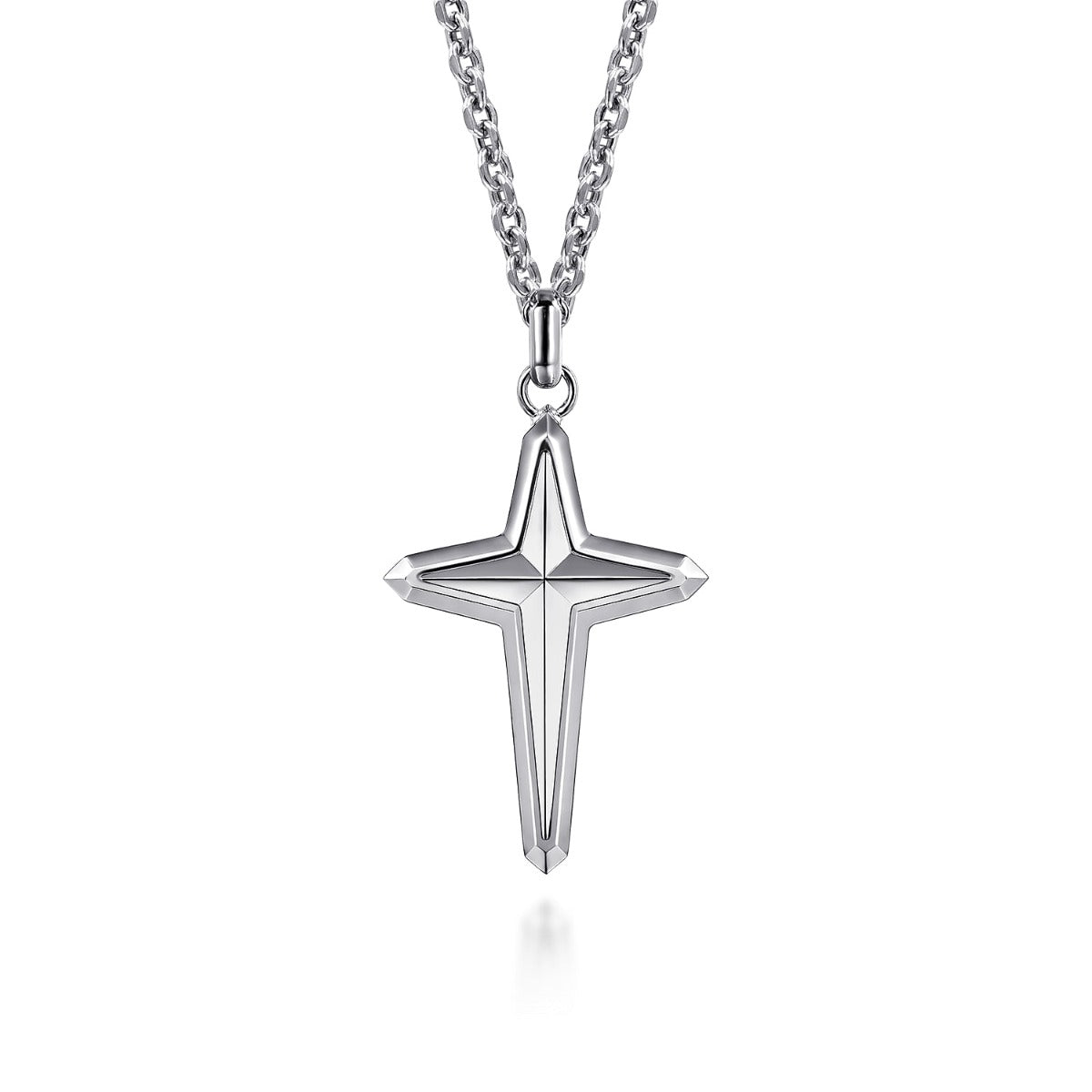 22 Inch 925 Sterling Silver Cross Pendant Necklace