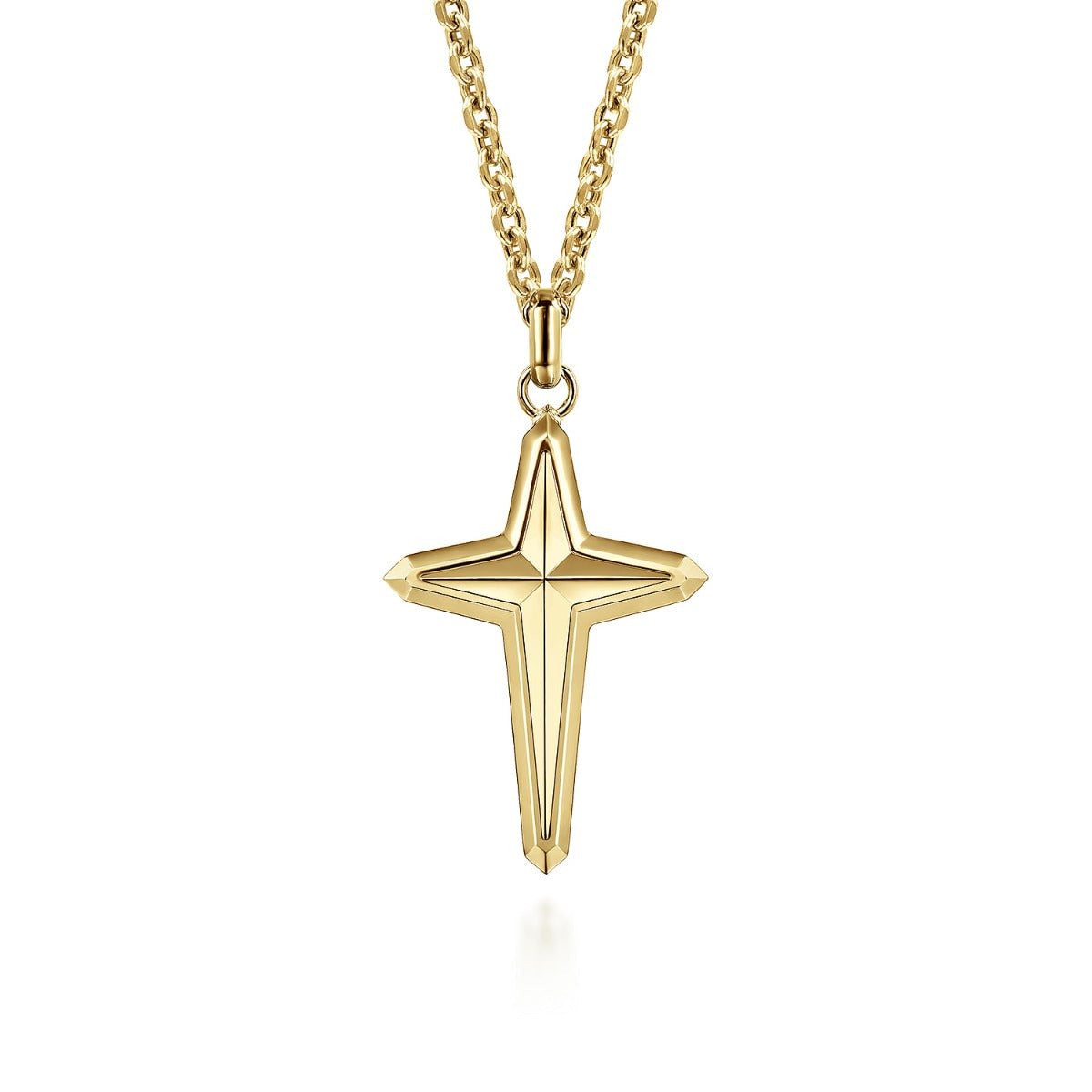 22 Inch 14K Yellow Gold Cross Pendant Necklace