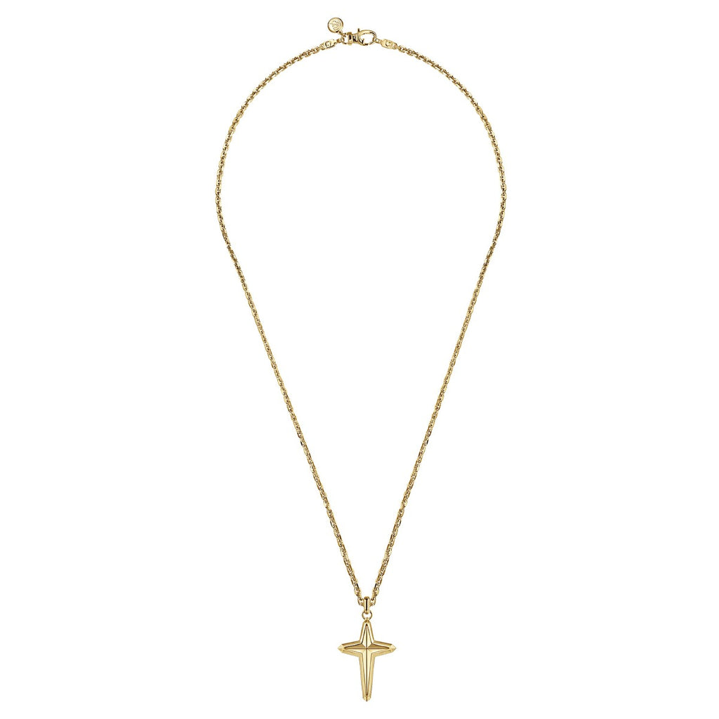 22 Inch 14K Yellow Gold Cross Pendant Necklace