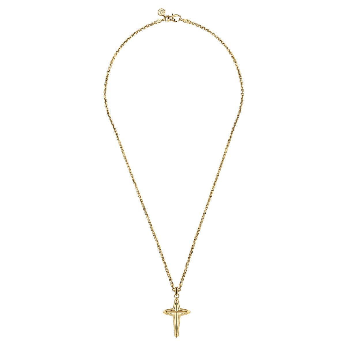22 Inch 14K Yellow Gold Cross Pendant Necklace
