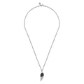 22 Inch 925 Sterling Silver Black Spinel Wing Pendant Necklace