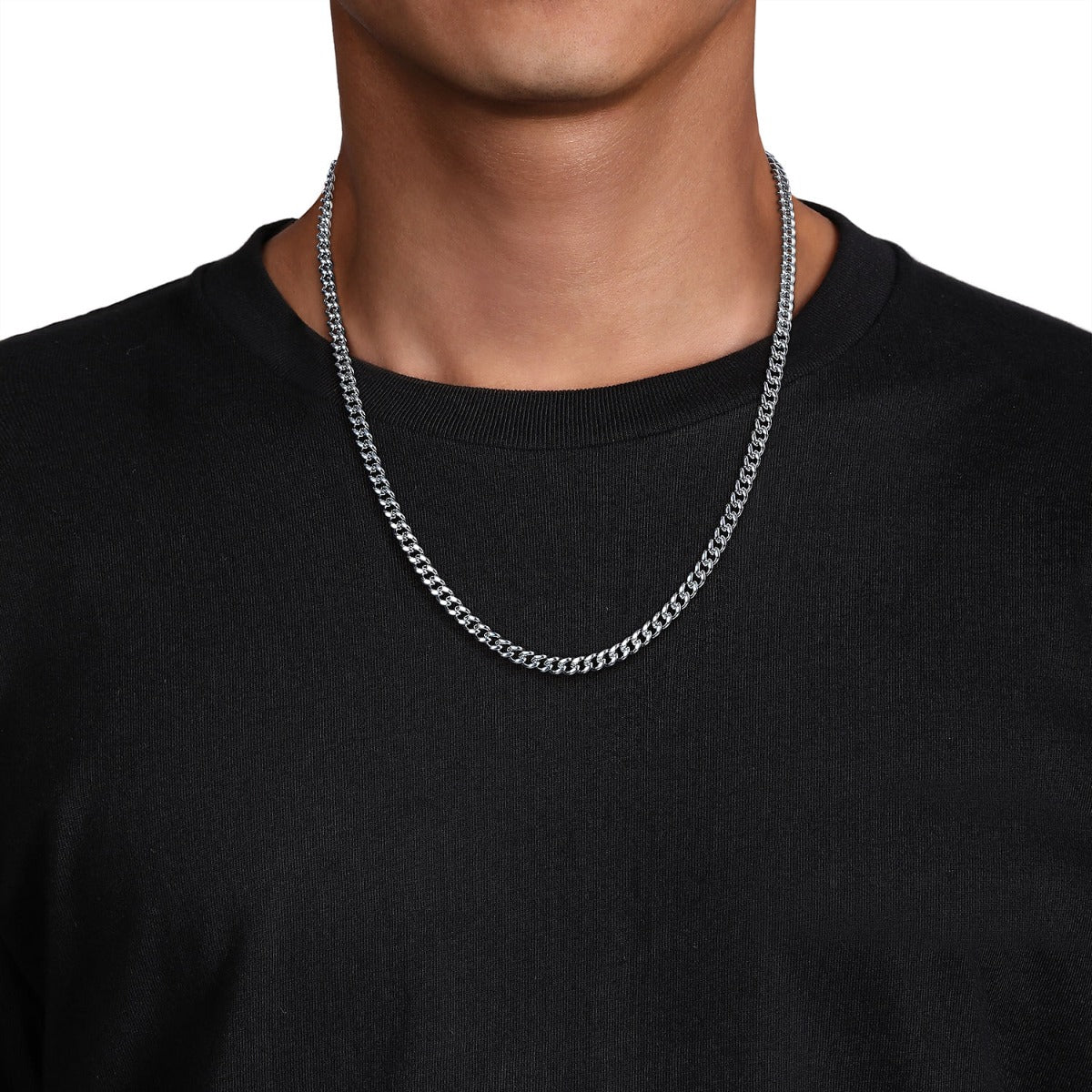 22 Inch 5mm 925 Sterling Silver Solid Men's Cuban Link Chain