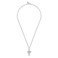 22 Inch 925 Sterling Silver Diamond Cross Pendant Necklace