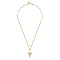 22 Inch 14K Yellow Gold Diamond Cross Pendant Necklace