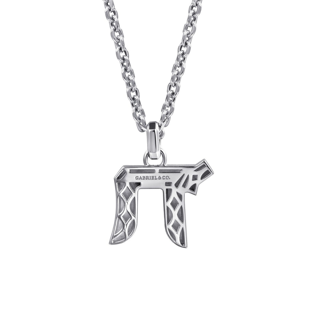 22 Inch 925 Sterling Silver Chai Pendant Necklace