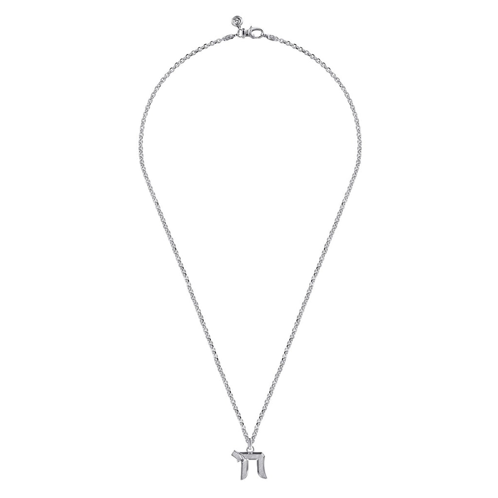 22 Inch 925 Sterling Silver Chai Pendant Necklace
