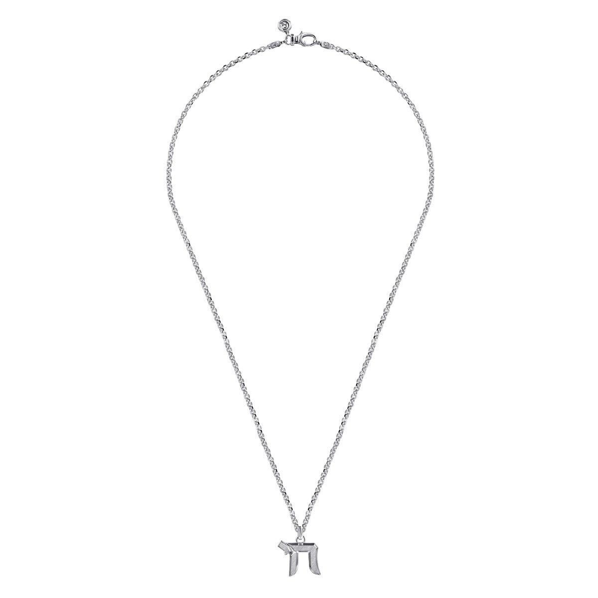 22 Inch 925 Sterling Silver Chai Pendant Necklace