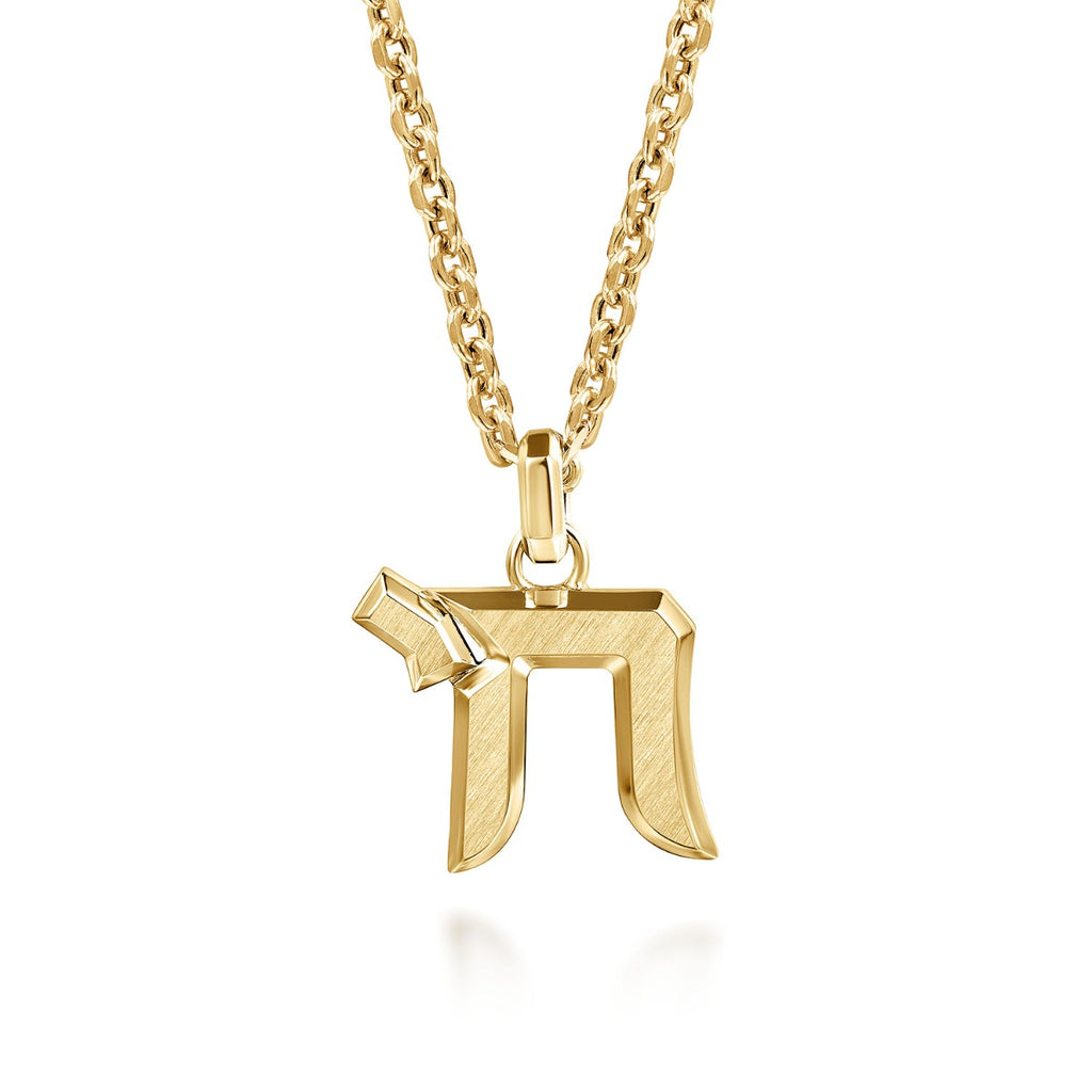 22 Inch 14K Yellow Gold Chai Pendant Necklace