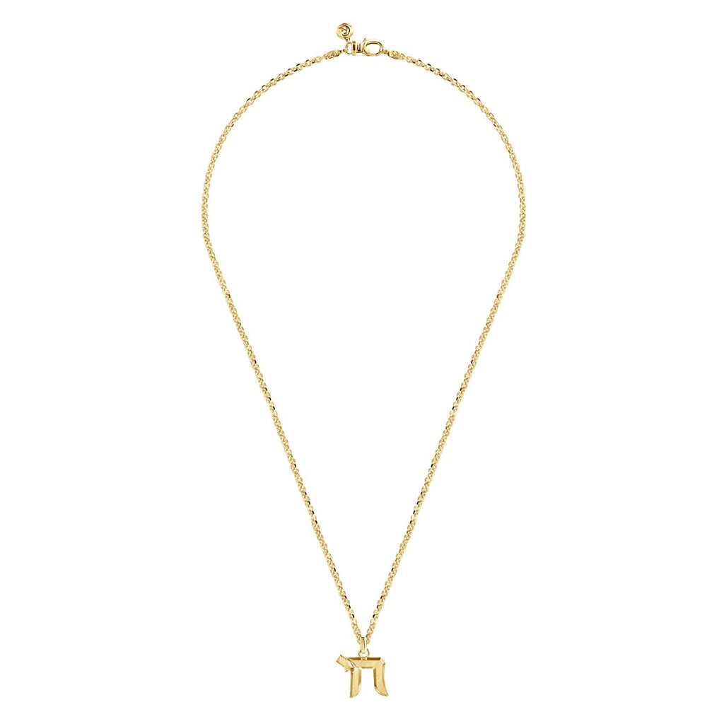 22 Inch 14K Yellow Gold Chai Pendant Necklace