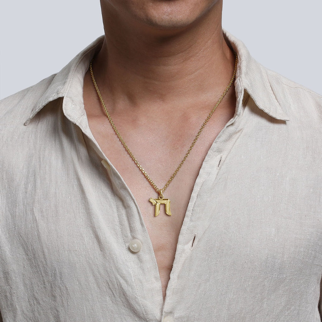 22 Inch 14K Yellow Gold Chai Pendant Necklace