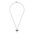 22 Inch 925 Sterling Silver Black Spinel Shark Tooth Pendant Necklace