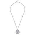 22 Inch 925 Sterling Silver Diamond Eagle Medallion Pendant Necklace
