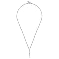 22 Inch 925 Sterling Silver White Sapphire Dagger Pendant Necklace