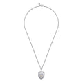 22 Inch 925 Sterling Silver Gold Fleur De Lis Dog Tag Pendant Necklace