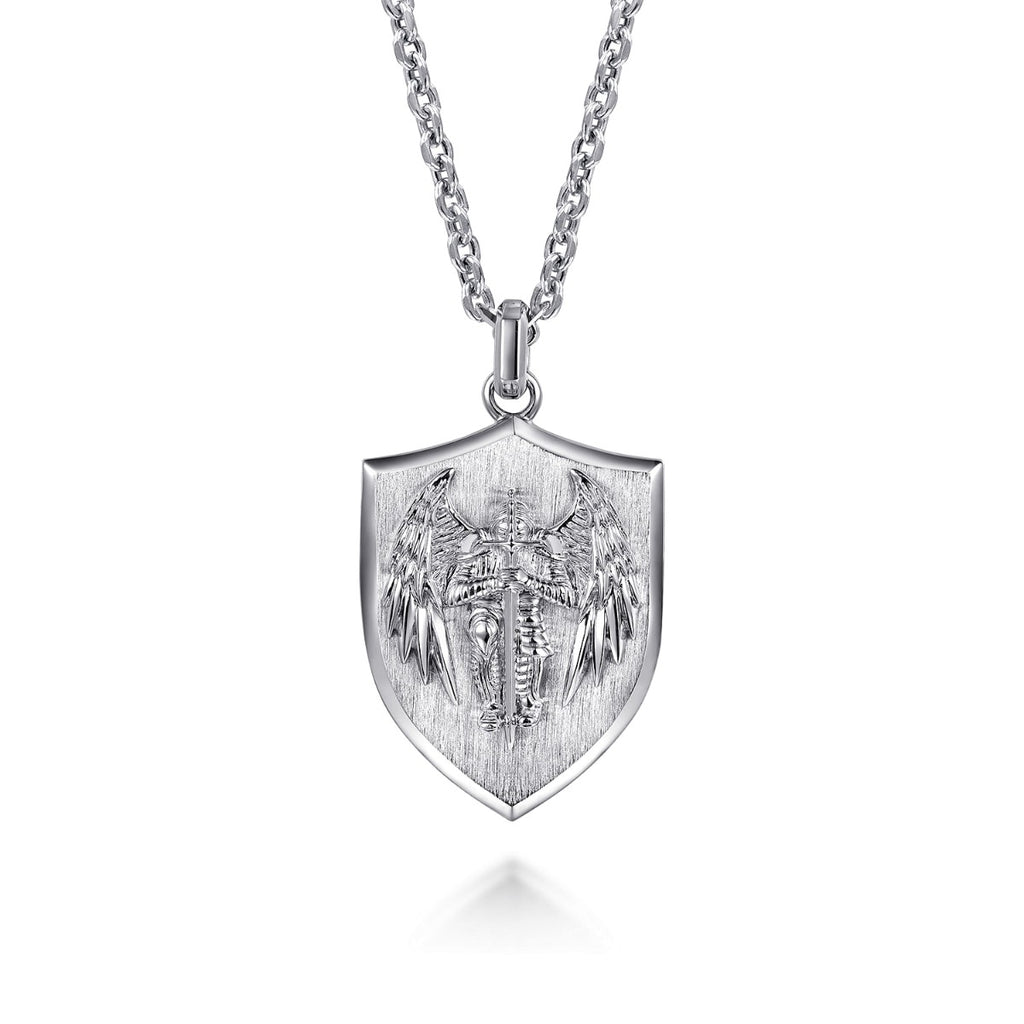 22 Inch 925 Sterling Silver St Michael Dog Tag Pendant Necklace