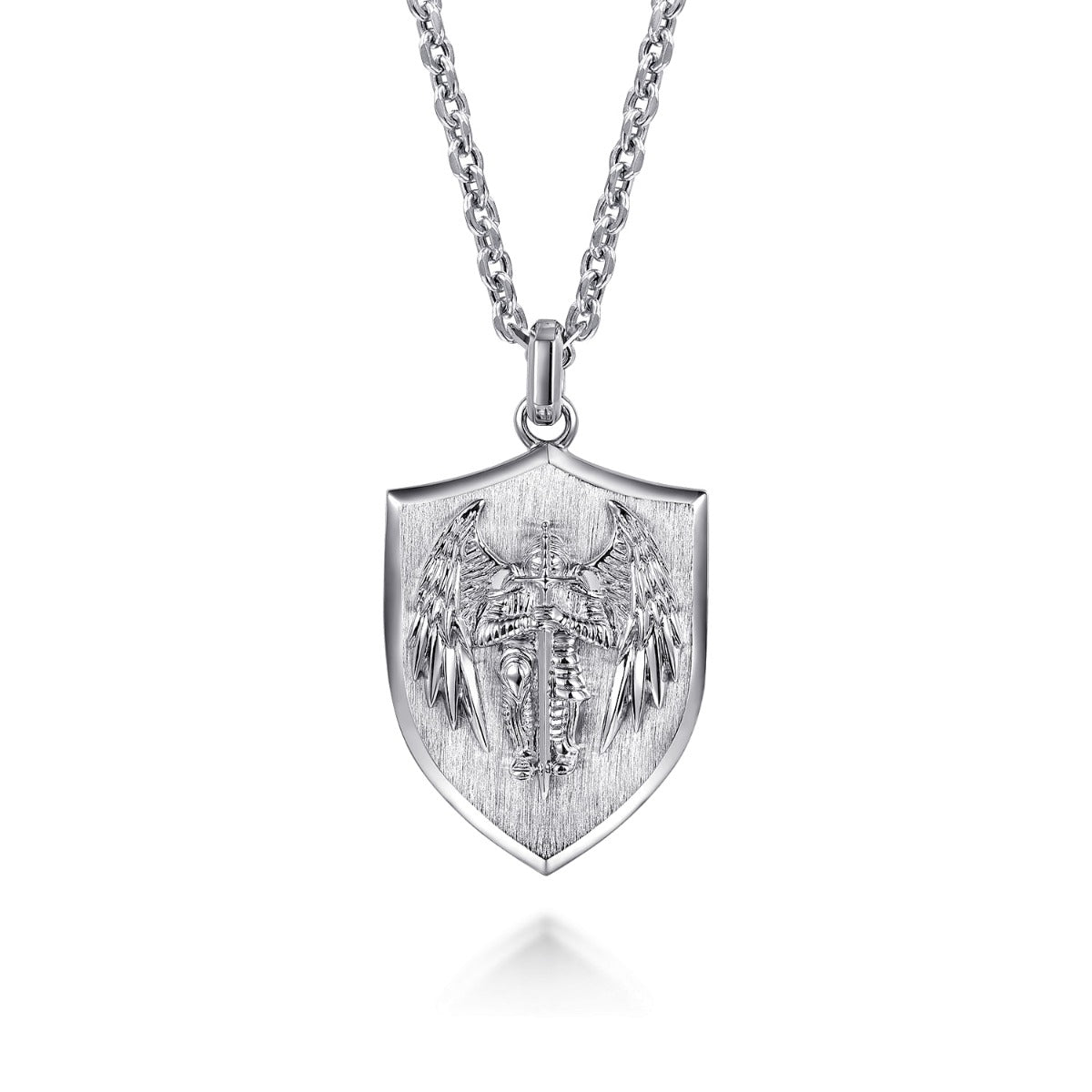 22 Inch 925 Sterling Silver St Michael Dog Tag Pendant Necklace