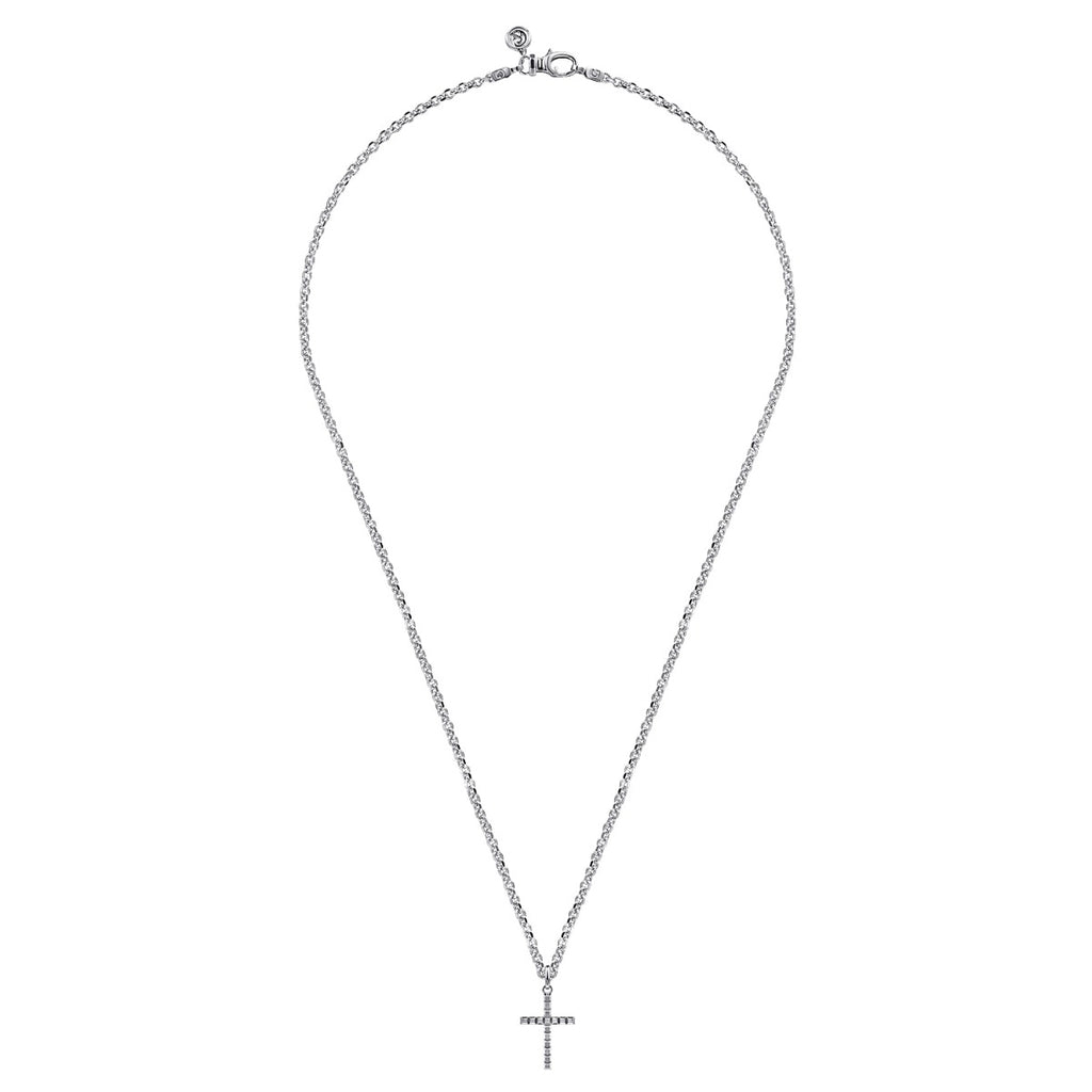 22 Inch 925 Sterling Silver Cross Pendant Necklace