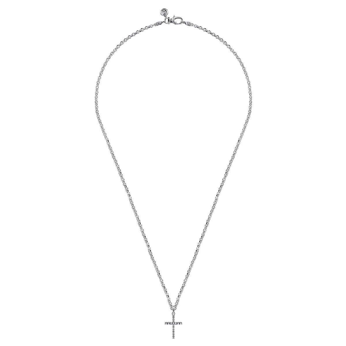 22 Inch 925 Sterling Silver Cross Pendant Necklace
