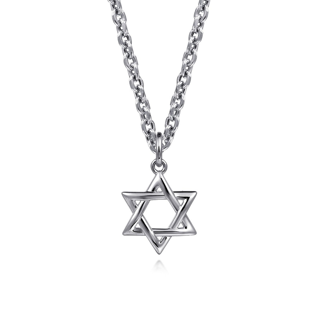22 Inch 925 Sterling Silver Star Pendant Necklace