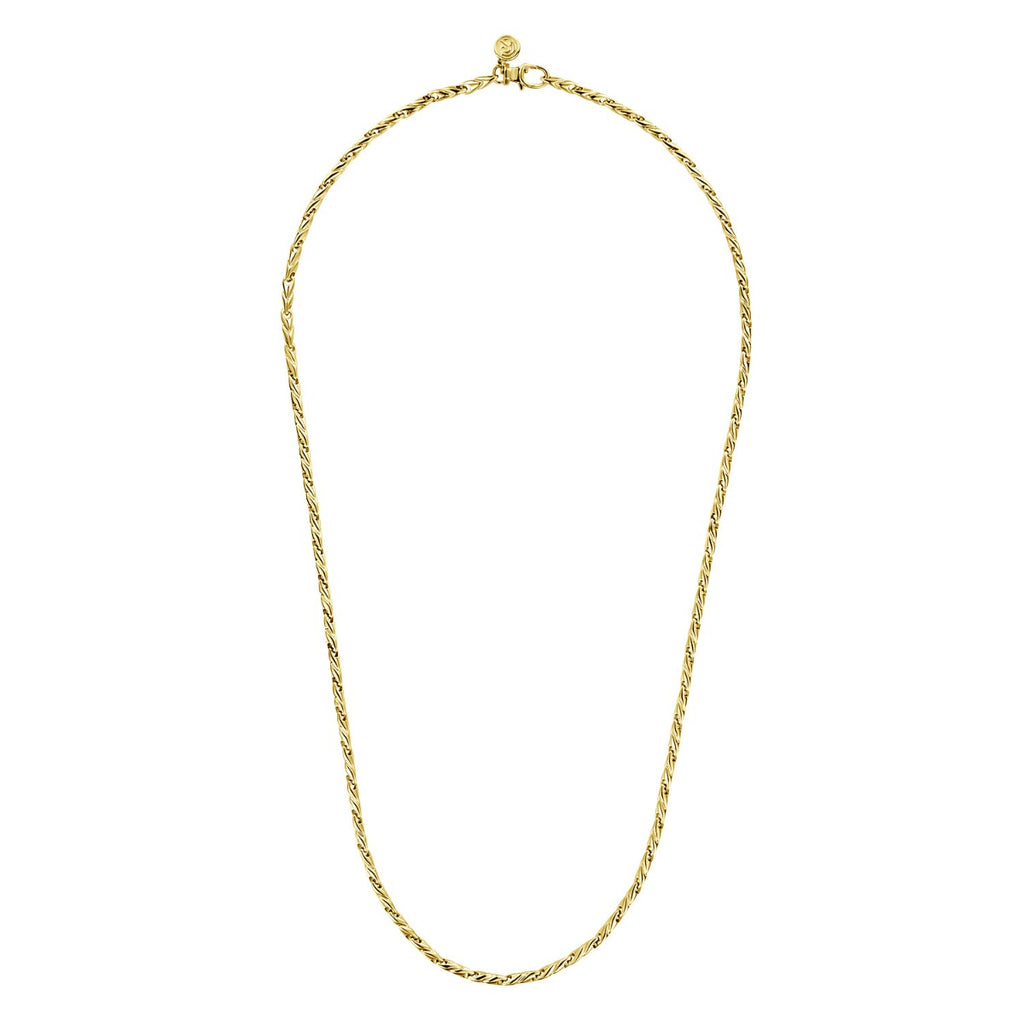 22 Inch 14K Yellow Gold Hollow Men's Link Chain Necklace